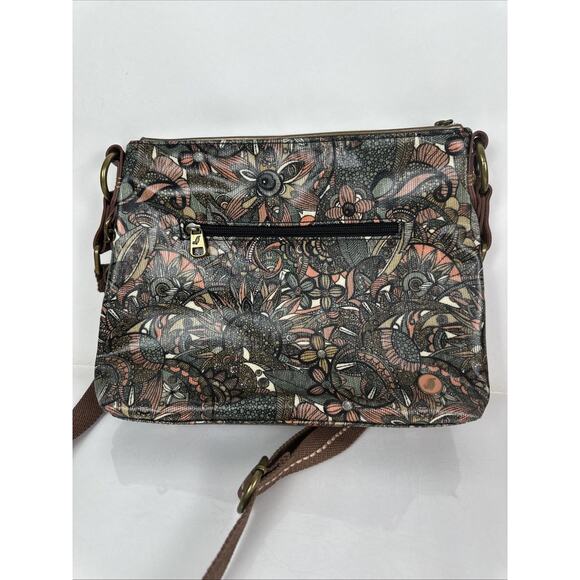Sakroots Basic Crossbody Double Zip Purse Coated Canvas Boho Floral Fall Pattern - Picture 5 of 10